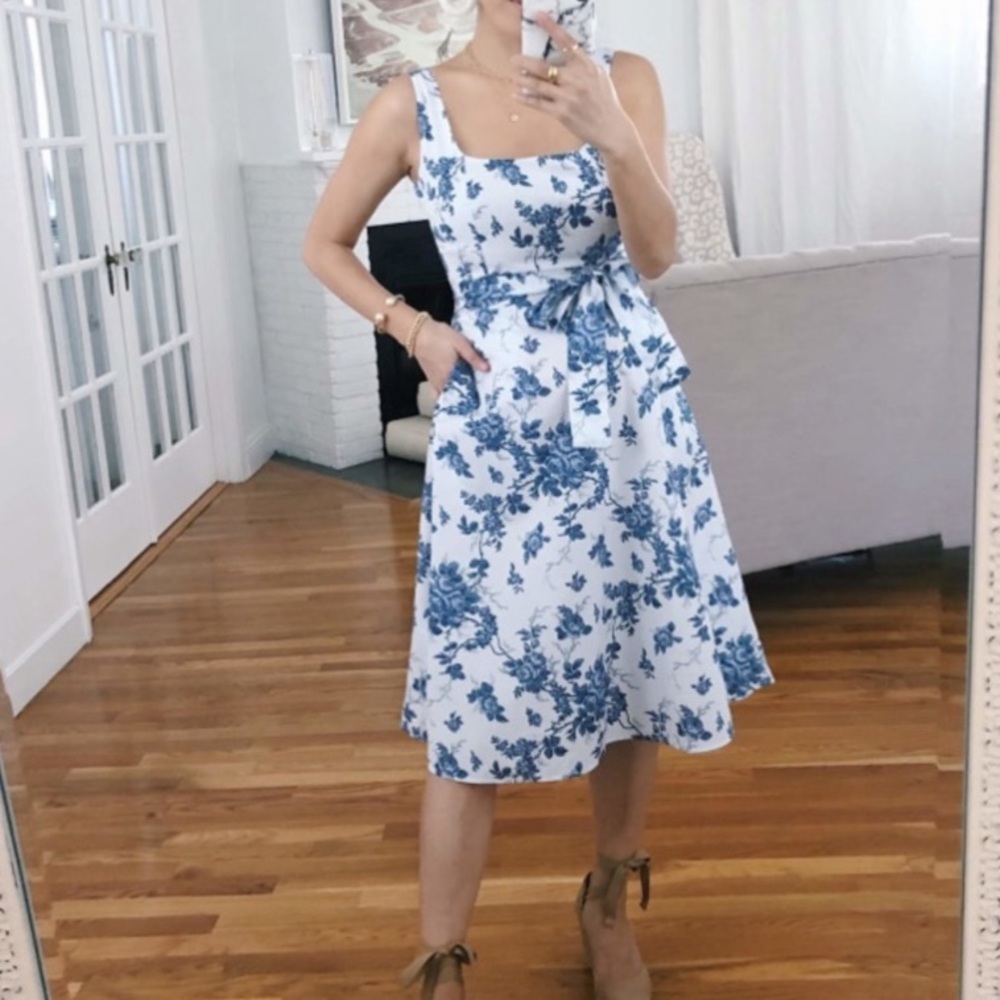 Banana Republic Blue Floral Poplin Dress